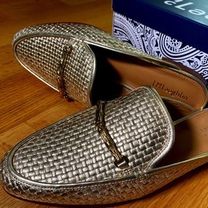J. McLaughlin Domina Gold Woven Leather Mule